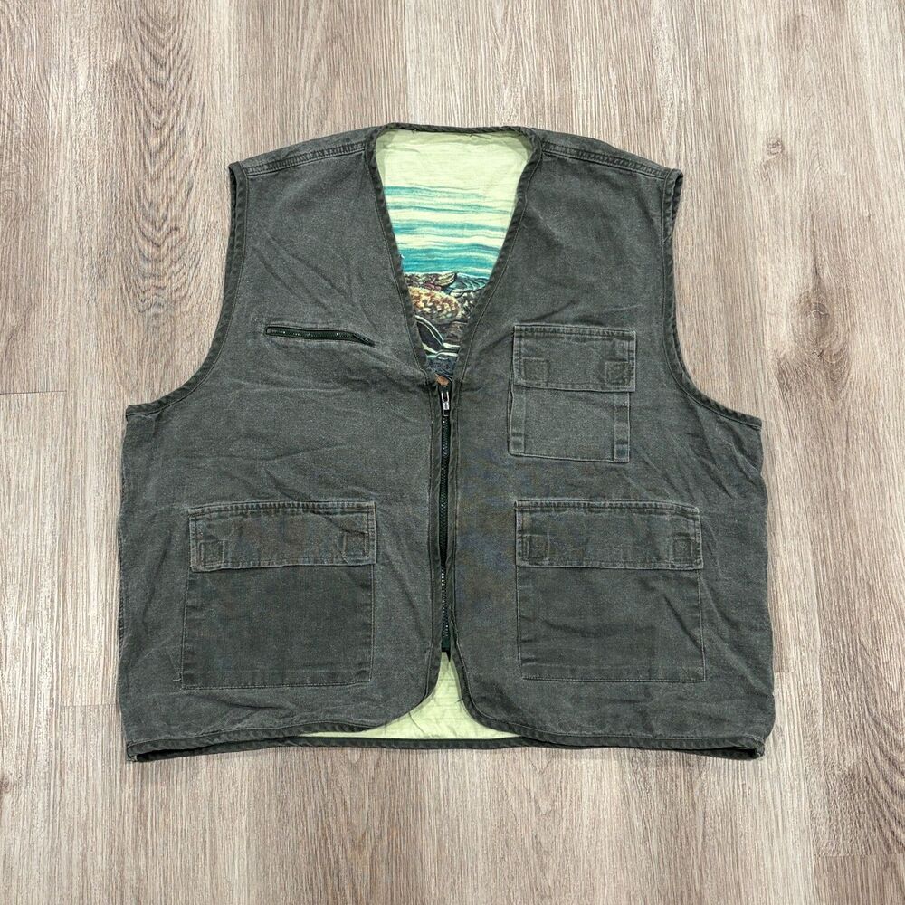 RARE American Outback Reflections Wood Duck Fishing Vest Ducks Lake Pockets XL
